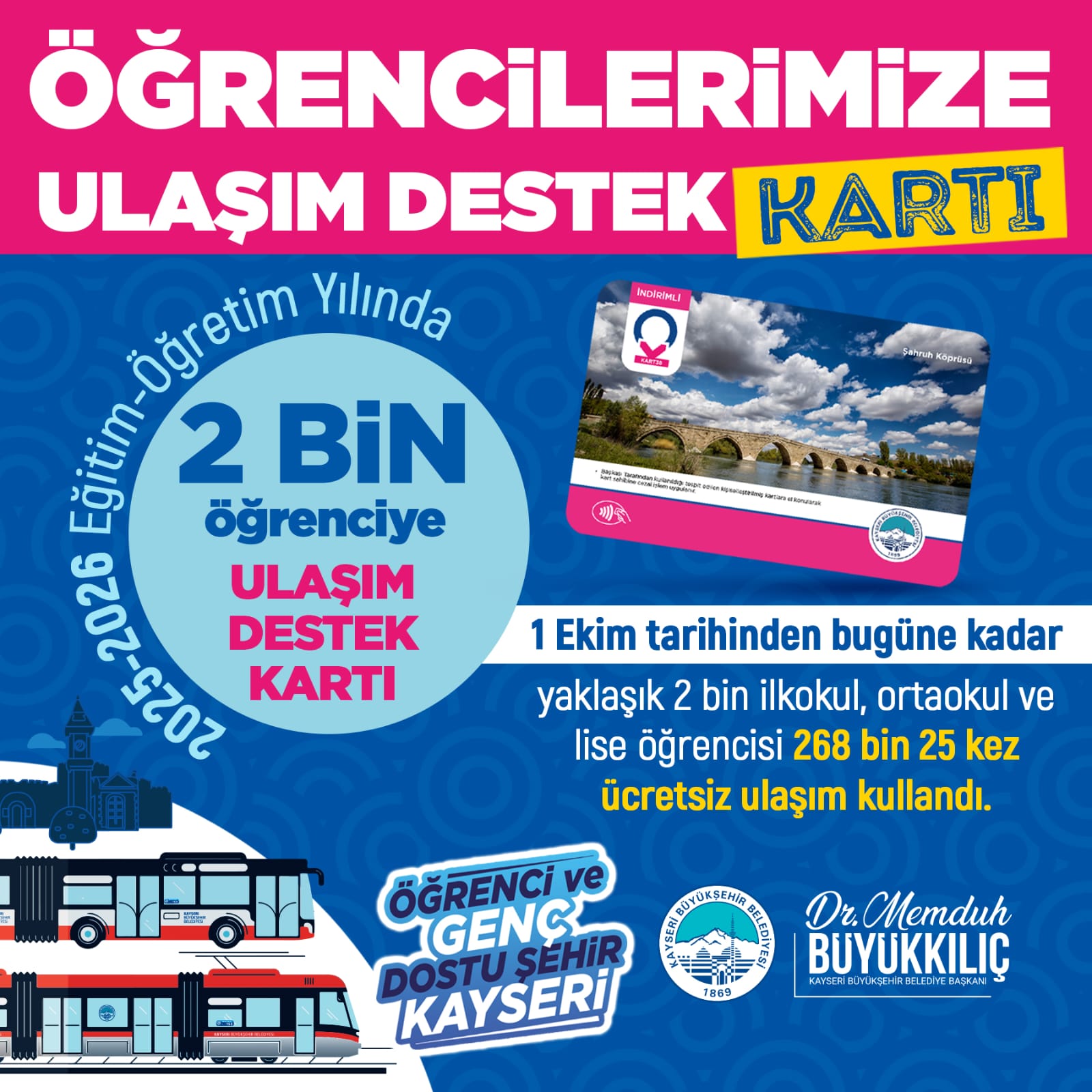 BÜYÜKŞEHİR’İN ULAŞIM DESTEĞİNDEN 2 BİN ÖĞRENCİ FAYDALANIYOR