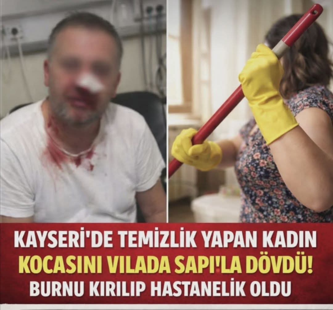 Bayram temizliği yaparken ayak altında dolaşan kocasını hastanelik etti